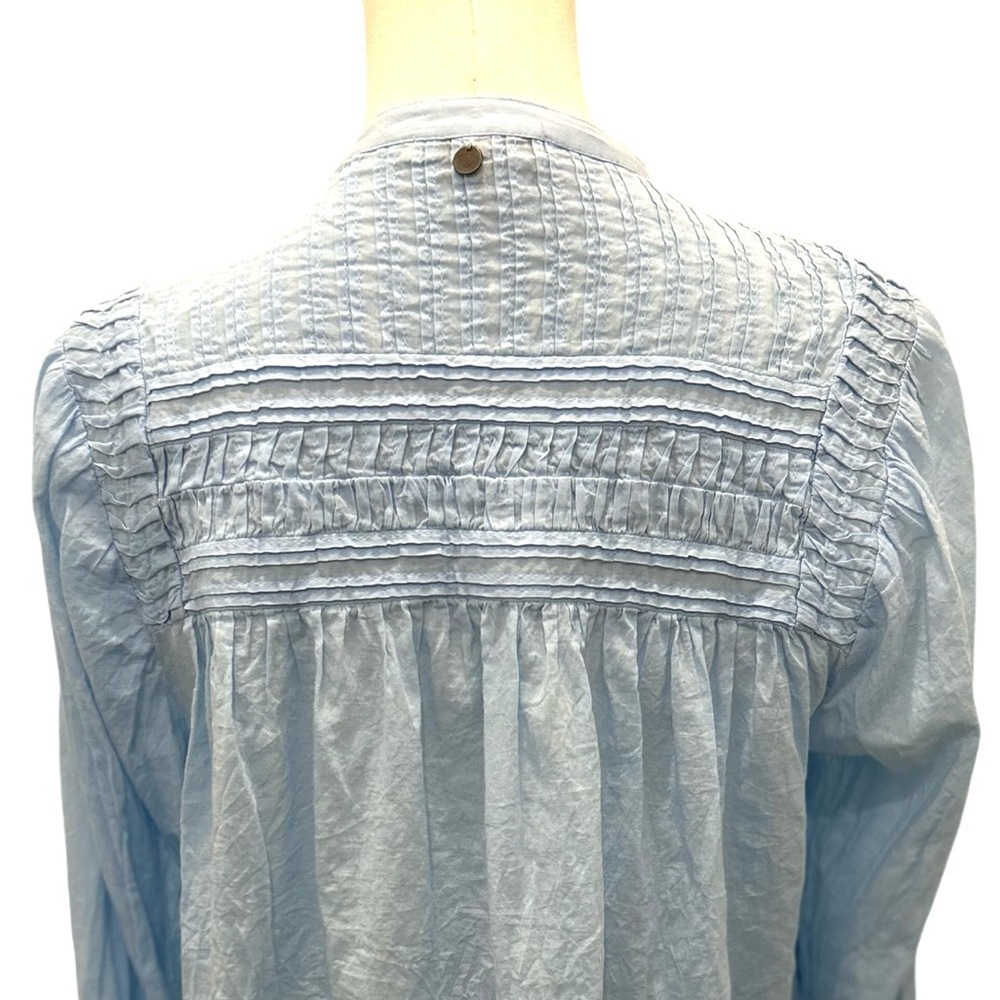 Circle Of Trust Embroidered Harmony Button Up Cotton Blouse in light blue  Sz S - Picture 7 of 7